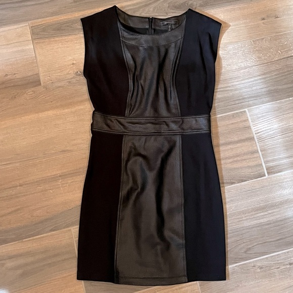 BCBGMaxAzria Dresses & Skirts - BCBGMaxAzria Black Sleeveless Dress With Faux Leather Detail, Size Medium